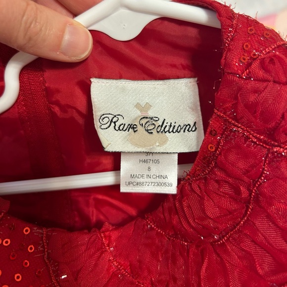 NWT Rare Editions Girl’s Red Sleeveless Lace Holiday Christmas Dress Bow Size 8 - Picture 7 of 8